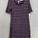 Kensie  Women's T Shirt Dress Short Sleeve Striped Purple Marled Lined Small Photo 11