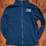 Team USA Unisex Adult’s Large Navy Blue Fleece Full Zip Olympic Jacket Gorpcore Photo 5