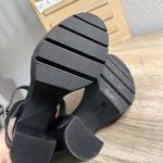 Steve Madden  Women’s 8 Maurra Black Leather Heeled Platform Sandals Goth Chunky Photo 3