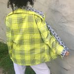Yellow plaid jacket, funky pattern jacket, custom jacket, vintage blazer Size M Photo 6