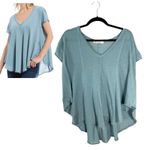 Free People  We the Free Sammie V Neck Short Sleeve Flowy High Low Tee Shirt XS Photo 1