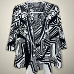 JM Collection  Petite Modern‎ Mix Black & White Printed Chiffon Open Front Jacket Photo 0