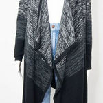 Iz Byer  black grey open‎ front long cardigan sweater, L Photo 0