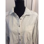 Free People We the Striped Small Button Front Chambray Raw Hem Long Sleeve boho Photo 1