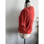 Free People  Orange Bodysuit Top Tie‎ Front Blouse Short Sleeve Womens Photo 2