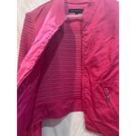 MESMERIZE Hot Pink Cable Knit Sleeve Bomber Jacket Women's Medium Zip Front Photo 3