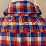 Fiorucci  Italian Red and Blue Plaid Button-Up Gauze stretch Shirt Sz 42 or 8 Photo 2