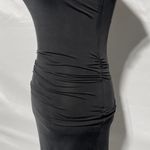 & Other Stories Cupro Blend Cap Sleeve Fitted Ruched Dress Black Size 4 Photo 10