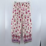 ZARA Floral Wide-Leg Pants in Pink and Cream Photo 3