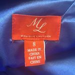 Monique Lhuillier Cocktail One Shoulder Sheath Dress Womens 8 Blue Silk Blend Photo 4