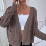 SheIn  Brown Ribbed Knit Cropped Cardigan Photo 2