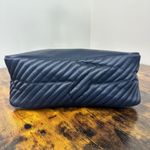 YSL Yves Saint Laurent Monogram Navy Quilted Satin Satchel Bag Photo 11