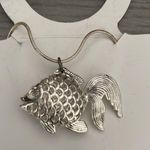 Silver Toned Torque Necklace w/ Fish Slide Photo 0