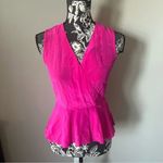 Shoshanna  silk top blouse sleeveless hot pink size 2 ruffle bottom womens Photo 3