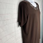 Essential Top Shirt Sleeve 2XL Beaded Brown Size XXL Photo 1