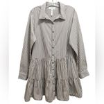 Apiece Apart Striped Tiered Shirt Dress Long Sleeve Pockets Organic Cotton M Photo 2