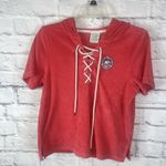 Ivory Ella  Women's Short Sleeve Terry Cloth Hooded Lounge Top Size Large Photo 4