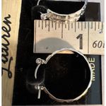 Lauren Silver Tone Hoop Earrings Square Design Made in USA 1" New on Card Photo 3