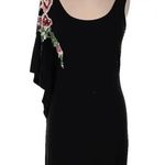 Cache Vintage Black Sequin Floral Batwing Sleeve Cocktail Dress Size M Medium Photo 6