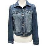 Vanity Distressed White Top Stitch Blue Jeans Jacket Size M Size M Photo 10