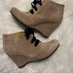 Bussola  Enna Suede Wedge Booties Black Velvet Ribbon Laces Photo 4