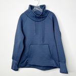 Athleta | Jacquard Elevation Blue Textured Cowl Neck Pullover Sweatshirt Large Photo 1