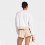 JoyLab  Women's Towel Terry Cardigan White Tan Stripe size Large Photo 1