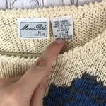 Vintage Short Sleeve Floral Accent Sweater Medium White Photo 3