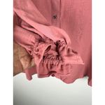 Adrienne Vittadini Women's XL Pink Textured Metallic Stripe Button Up Blouse Photo 11