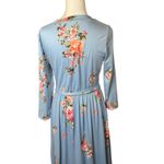 Reb & J 220 Blue Floral Long Sleeve Maxi Dress Large Cottagecore Baby Shower Photo 4