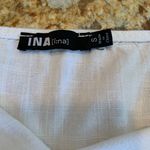 INA  Women's Top Blouse Tank Ruffle Sleeveless White Black S Small Linen Photo 7