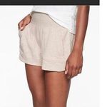 Athleta  Restore Shortie Shorts Oatmeal Beige Pink Soft XL Photo 0