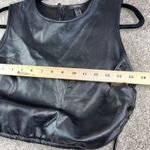 Forever 21  Black Faux Leather Ruched Drawstring Crop Top Juniors M Y2K Grunge Photo 3