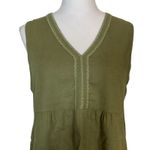 Made In Italy Linen Blend Midi Dress Size M Green Boho Lagenlook Quiet Luxury Photo 2