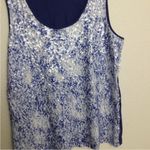 Dana Buchman Sequined Blue White Sleeveless Top Summer Cruise L Photo 3