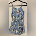 Forever 21  Romper Skort Dress Blue with White Daisies Adjustable Straps‎ Large Photo 2