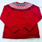 CHAPS y2k  Women's XL Red Fair Isle Knit Crew Neck Long Sleeve Sweater christmas Photo 5