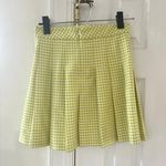 Aritzia Sunday Best Lime Green & White Gingham Pleated Mini Skirt Size 2 Photo 2