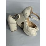Copper Key Womens Platform Heeled Sandals 8M Beige Linen Blend Knotted Strap Photo 5