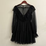 Milly  Black dot Tulle Ruffled Tiered Sundress with Bishop Sleeves sz -4 Photo 2