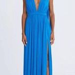 NWT Halston Heritage Ashley Azure Royal Blue Plunge Maxi Dress Size 6 Photo 0