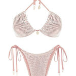 Zaful  Large/Med Pink Bikini Multiway Fishnet Bandeau Halter String Swimsuit NEW! Photo 0