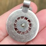 Silver Zodiac Astrological Spinning Wheel Pendant with Blue Stone Photo 7