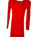 Nookie Red Jersey Squareneck Sheath Harley Structured Shoulders Mini Dress S Photo 5