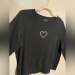 Charter Club  Black Heart Embellished Long Sleeve Top | Shirt Photo 2