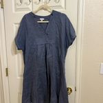 Sundance  100% Linen Slate Blue Tunic Midi Dress Photo 4