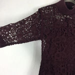 ZARA Guipure Lace Crochet Burgundy High Neck Romper Jumpsuit Medium Photo 13