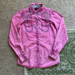 Cowgirl Up Pink Embroidered Western Pearl Snap Size M Photo 0
