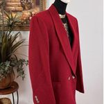 PBM Womens 12 Red Lined Double Breasted Button Collared Long Sleeve 100% Camel Photo 1