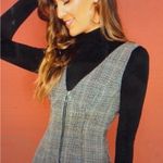 SheIn Corduroy V Neck Zip Up Plaid Mini Sleeveless Pinafore Dress Medium Photo 2